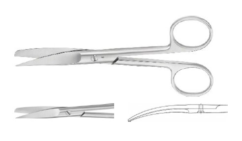 ХІРУРГ. НОЖИЦІ ВИГНУТІ BL/SH 145MM